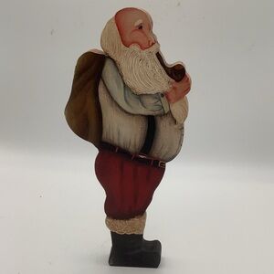 Flat Wood Pipe Smoking Santa
